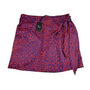 Red and purple Leopard Print Wrap Skirt by Sincerely Jules